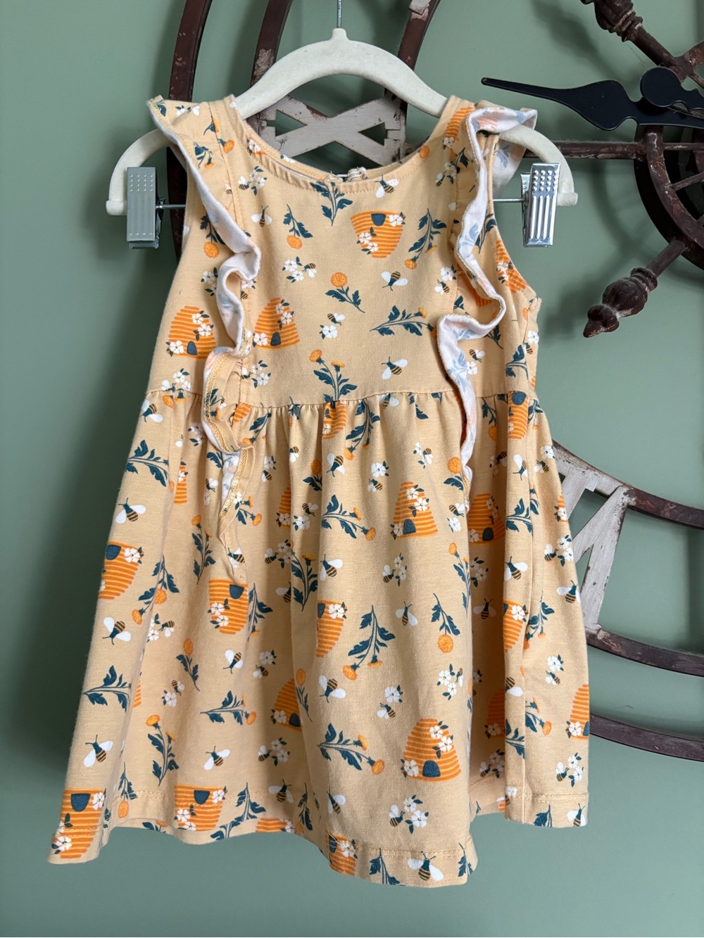 Cynthia Rowley Yellow Bee & Floral Ruffle Dress